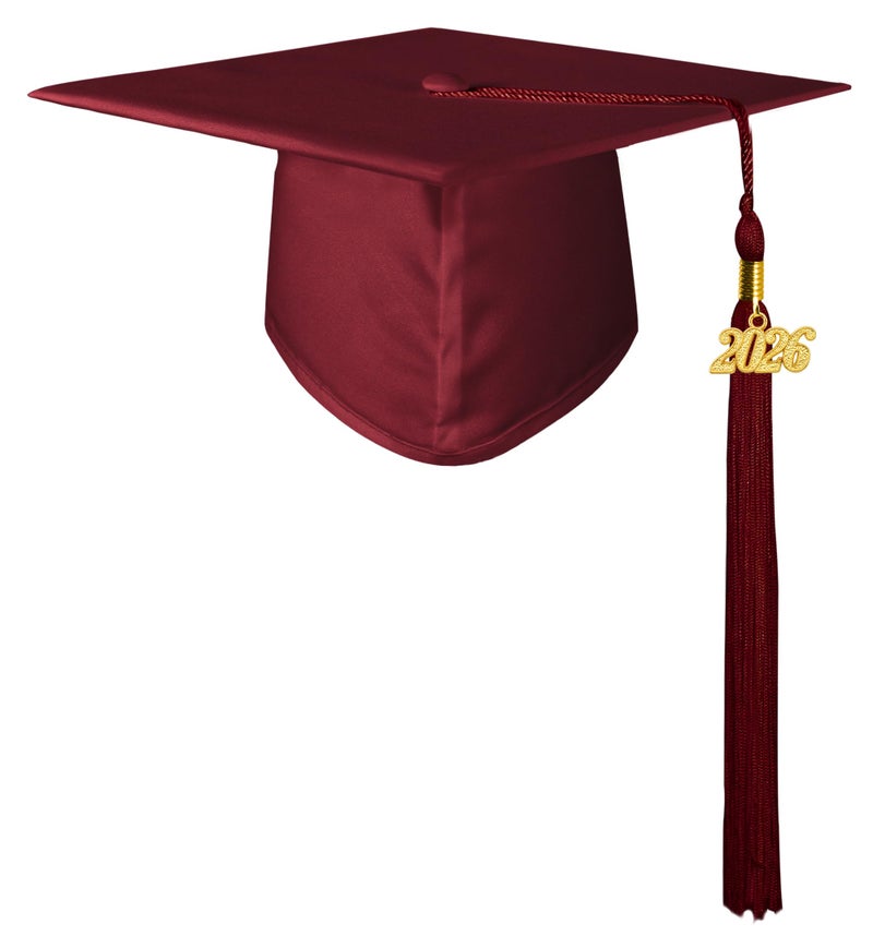 GraduationMall تخرج مول مات كاب التخرج لرياض الأطفال ومرحلة ما قبل المدرسة للأطفال مع شراشيب 2026 باللون المارون - Image 1